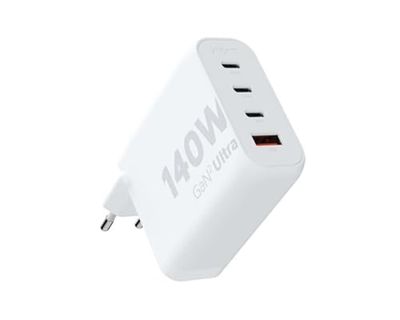 Watio Wave Chargeur - Chargeur de Voyage/Mural de 140 W, Technologie GAN2, 3 Ports (2 USB Type C et 1 USB 3.0), Couleur Blanche, Compact et Efficace. *