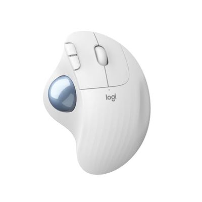 Logitech ERGO M575 Mouse Trackball Wireless - Facile controllo con il pollice, Tracciamento fluido, Design ergonomico e confortevole, per Windows, PC e Mac, con Bluetooth e USB - Bianco