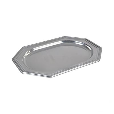 Homéa, Set van 2 achthoekige huisdierdienbladen, 34,5 x 24,5 cm, zilverkleurig
