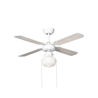Avilia Plafondventilator met 4 bladen van hout en stro, met licht, 3 snelheden met trekkoord, omkeerfunctie, diameter 106 cm, 60 W, 230 V