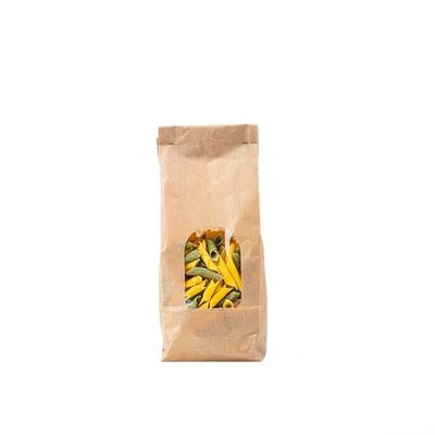 Italpak Bolsas para Alimentos con Fondo Cuadrado de Papel con Ventana Transparente, 11 + 6 x 34 cm, 50 Unidades