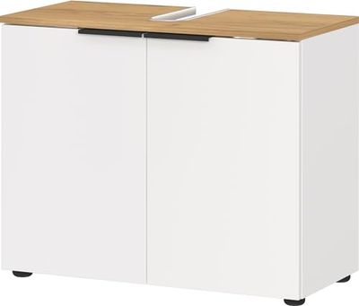 Germania szafka pod umywalkę WB 6003-633 GW-MENEN, kolor biały/dąb Navarra-Nb., z tłumieniem drzwi, certyfikat FSC, 70 x 58 x 34 cm (szer. x wys. x gł.)