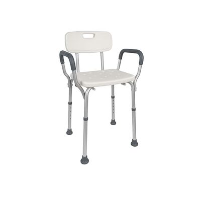 Mobiclinic, Tabouret de Douche, Siège, Léger, Puerto, Aide à la Toilette, Réglable en Hauteur, Máx. 100 Kg, Dossier et Accoudoirs, Blanc