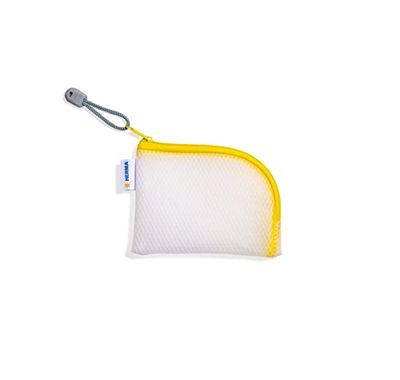 HERMA 20252 Zipped Travel Case A7 Transparent Small Lockable Clear Pocket with Zippe Phone, Charging Cable, Cosmetics, Pens, Keys, Toiletry Bag in Yellow, 14 x 11 cm