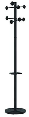 Perchero metalico unilux accueil pie 8 colgadores con paraguero y bandeja goteo negro 177 x 38 cm