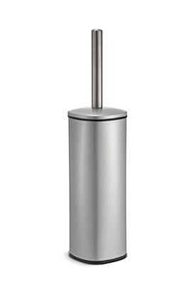 Blue Canyon Santorini Brosse WC et Support pour Salle de Bain, tête de Brosse Flexible en Plastique pour Un Nettoyage en Profondeur, Taille compacte, Design élégant - Argent