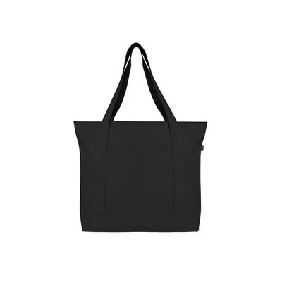Ecoright Canvas draagtas voor dames met ritssluiting en binnenzak, 100% biologisch katoenen draagtassen voor heren, winkelen, strand, Zwart-verpakking van 3, Pack of 3, Utility