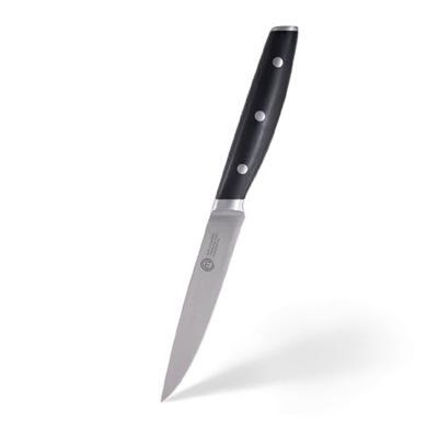 MasterChef Cuchillo Cocina Profesional, Tomatero en Acero Inoxidable con Alto Contenido en Carbono con Cabezales y Asas de Triple Remache, Espiga Llena, Hoja Longitud 12cm