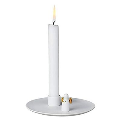 Räder Candle Holder, Porcelain, White and Gold, 4,5 x 14 cm