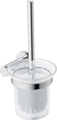 Duravit Borstelgarnituur D-Code, wc-borstelhouder wandmontage, toiletborstel, toiletborstel, chroom, 154 x 154 x 342 mm