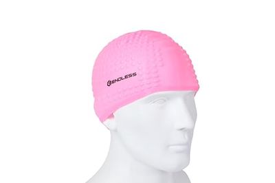 Endless EL1021 Comfortable Silicon Swimming Cap with Bubble Design | Pink | Material : Silicon | Elastic Waterproof Swimming Cap for Long and Short Hair with Thicker Edge | For Adults, Women and Men