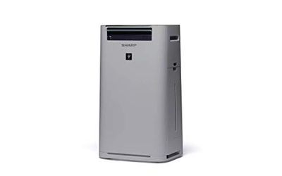 SHARP UA-HG60E-L luftrenare med luftfuktare för rum upp till 50 kvm, 3-stegs filtersystem (förfilter, luktfilter, HEPA-filter), grå