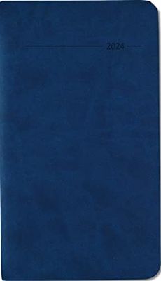 Tucson Blue Pocket Calendar 2024 - Yearly Planner Office Calendar 9 x 15.6 cm - 1 Week 2 Pages - 128 Pages - with Soft Tucson Cover - Alpha Edition