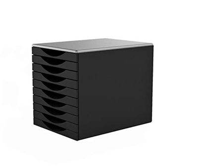Q-Connect Black and Grey 10 Drawer Tower (Dimensions: L345 x W290 x H340mm) KF02254