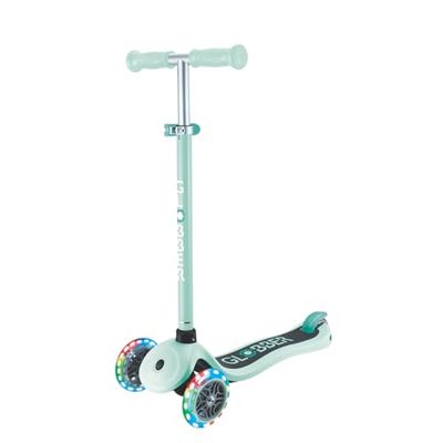 Globber Primo Lights - 3 hjul skoter för barn från 3 till 7 år, pastellgrön
