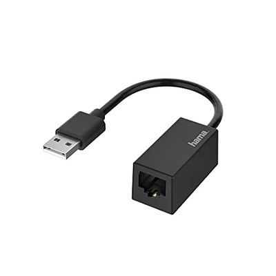 Hama Adaptador de Red, USB Macho - LAN/Ethernet Hembra para Transferencia de Internet (USB Ethernet, Fast Ethernet para PC, portátil, MacBook, USB A a Router, conmutador, concentrador)