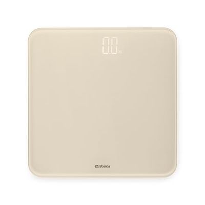 Brabantia - ReNew Digital Bathroom Scale - Battery Powered - Glass Weighting Scale weighs up to 397 lb - Accurate System - Soft Non-Slip Feet - 4x AAA Batteries Included - Soft Beige - 30 x 30 cm