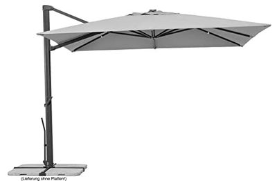 Schneider Parasol Rhodos Smart Gris argenté 300 x 300 cm carré 794-14, structure en aluminium, toile polyester 25 kg
