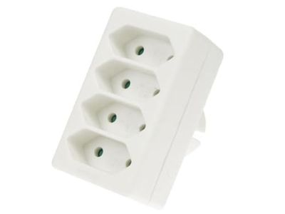 Perel Folha multiplicada, 4 chapas de euros, tomada de terra francesa (tipo E), polipropileno, uso interior, branco