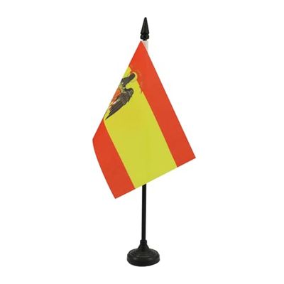 Spanje 1977-1981 Tafelvlag 15x10 cm - Spaanse Bureauvlag 15 x 10 cm - Zwarte plastic stok en voet - AZ FLAG