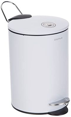 blomus - UBO Pedaalemmer van gepoedercoat staal, wit, inhoud 3 liter, smart-close-systeem, uitneembare emmer, exclusief badkameraccessoire (H x B x D): 24,5 x 17 x 17 cm, wit, 68945