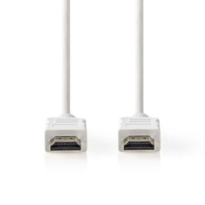 NEDIS Cable HDMI de alta velocidad con Ethernet - Conector HDMI - 4K @60Hz - ARC - 18 Gbps - 2.00 m - redondo - PVC - blanco - etiqueta