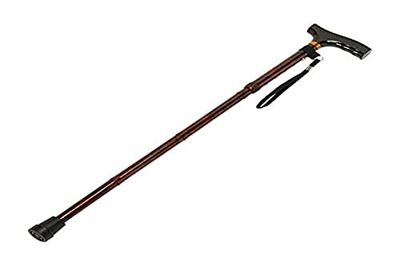 Wandelstok, inklapbaar, houten handvat van walnoothout, lang, zwart
