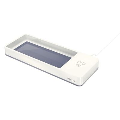 Leitz Organizador de Escritorio con Cargador de Móvil Inalámbrico Qi, Gama WOW, Blanco/Gris, 53651001