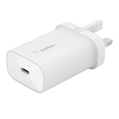 Belkin BoostCharge 25W wall charger with PPS, USB charger plug with USB-C Power Delivery, fast phone charger or a travel USB plug for iPhone 15, Samsung Galaxy S24, S23, iPad, Pixel, tablets and more