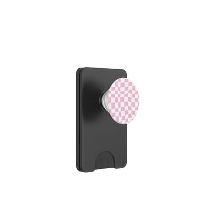Fresco, abstracto, rosa pálido, patrón de tablero de ajedrez, a cuadros PopSockets PopWallet para MagSafe