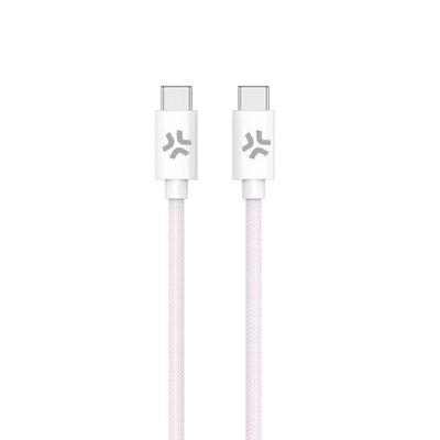 Celly, Cavo USB-C a USB-C, Realizzato in Tessuto Intrecciato di Colore Rosa, Ricarica Rapida fino a 60W, Compatibile con Caricabatterie e Altri Dispositivi, Lunghezza di 1,5 Metri