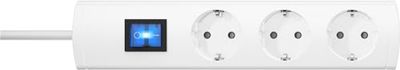 Kopp UNOversal® Plus Extensão de 3 tomadas de 1,4 m com interruptor e grande distância I tomada múltipla roscada com proteção tátil I tomada múltipla interior I branco – 232502006