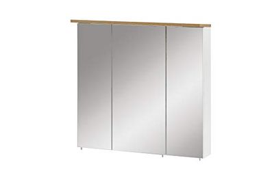 Schildmeyer Padua 142296 - Armario con Espejo, Color Blanco Brillante, decoración de Roble rústico, 70,5 x 16 x 72,5 cm