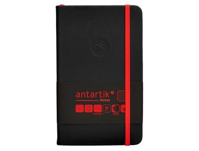 Antartik Notebook with rubber notes hard cover A6 sheets black and red 100 sheets 80 g FSC