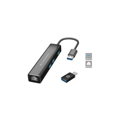 Velocraze Hub - Adaptateur Type C vers 3 Ports USB 3.0 et Ethernet Gigabit RJ45, Permet Une Connexion Rapide et Stable, idéal pour Les appareils Modernes.