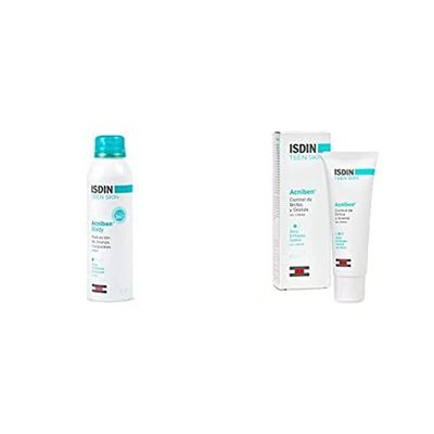 ISDIN Acniben Teen Skin Body Spray Treatment for Acne | Helps Clear Body pimples and Spots 50ml + ISDIN Acniben Teen Skin Spot Correction | Quickly Reduces The Appearance of Spots 15ml