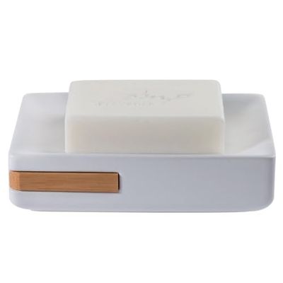 Spirella Porte Savon Céramique & Bambou Oslo Blanc