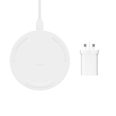 Belkin Boost Charge Wireless Charging Pad 15W (Qi-Certified Wireless Charger for iPhone, AirPods, Samsung, Google and more, AC Adapter Included) - White