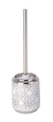john masters organics Barock toalettborste och hållare, keramik, vit/silver, 11 x 11 x 40 cm