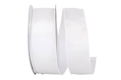 Reliant Ribbon 92575W-030-40K Ruban satiné à bords métalliques, 6,3 cm x 45,7 m, blanc