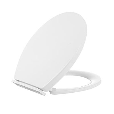 Abattant WC rond amovible blanc, avec poignée antidérapante et serrée, ne se desserre jamais, empêche les déplacements, pas de claquement, housse de siège à fermeture lente et silencieuse, charnières