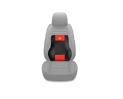 MOMO - Soporte Lumbar para Coche Ergon Corsa, Cojín Ergonómico con Espuma Viscoelástica y Gel, Medidas: 48x40x13 cm, Color Rojo y Negro