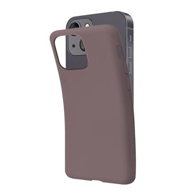SBS Cover per iPhone 14 Marrone Wood Pantone 437 C, Custodia Morbida e Flessibile Antigraffio, Cover Sottile e Comoda da Tenere in Tasca, Custodia Compatibile con Ricarica Wireless