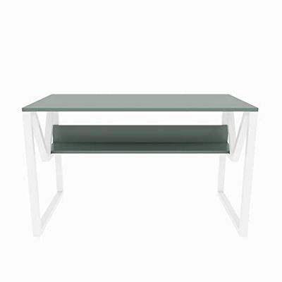 DECOROTIKA - Escritorio para computadora, estación de Trabajo, portátil, Escritorio de Estudio, con Marco de Metal Resistente (Verde y Blanco)