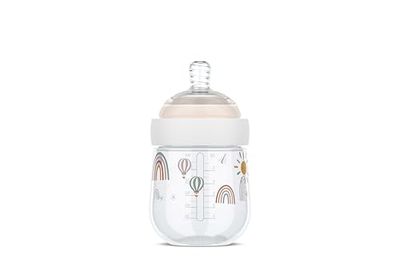 Mepal - Biberon Mio - Capuchon transparent pour le rangement - Anti-colique - Conception spiralée pour éviter les obstructions - Silicone de grade médical - 165 ml - Sunshine & Rainbow