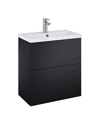 ELITA 60 2DR Set arredo Okay Ceramica con Chiusura rallentata pensile Bagno con lavabo Mobile sottolavabo Moderno Elegante Cassetti, Truciolato, Nero Opaco