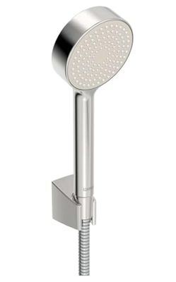 Hansa Soffione doccia a 1 getto + tubo doccia + supporto) per set da bagno Basic Jet batteria – Soffione doccia anticalcare 95 mm, lunghezza tubo: 150 cm