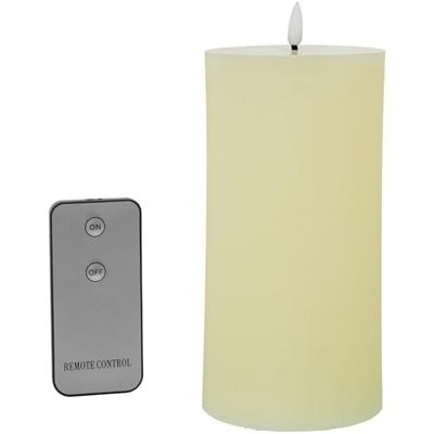 DRW Lot de 4 bougies en cire avec LED et télécommande, couleur ivoire, 10 x 10 x 20 cm