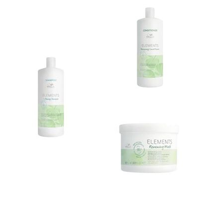 Wella Professionals Elements Shampoing, Après-Shampoing et Masque régénérant doux sans sulfate et sans silicone pour tous types de cheveux 1L + 1L + 500 ml
