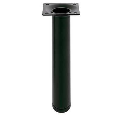 Amig - Pata Redonda para Mueble - Mod. 4 - Ø30 x 500 mm - con Tornillo de Regulación - Atornillable por 4 Puntos - Resiste hasta 15 Kg/Pata - Acero Negro